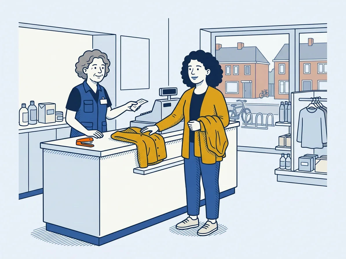 رسم للقصة: Retourneren van kleding